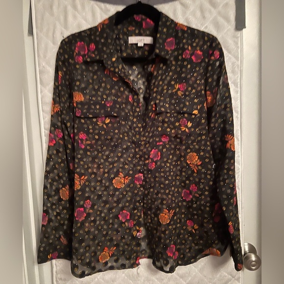 LOFT Embossed Polka Dot Blouse - Picture 1 of 6